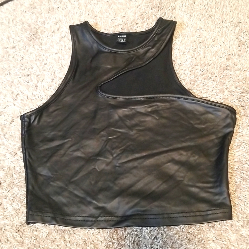 3 for $15.00 Leather like crop tank